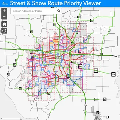 City of Columbia Snow Route Removal map